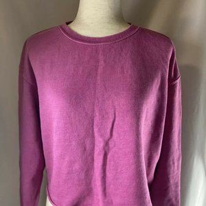 American Eagle Crop Top Sweater Destroyed Look Pink Scoop Neck Womens Medium